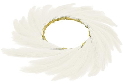 HOMSFOU Künstliche Schilfgirlande Pampas- Boho-Trockenblumen Haustür-Pflanzen Getrockneter Kranz Pompas-Blumen Bauernhaus-Polyester Weiß Simulierter Phragmites-Kranz