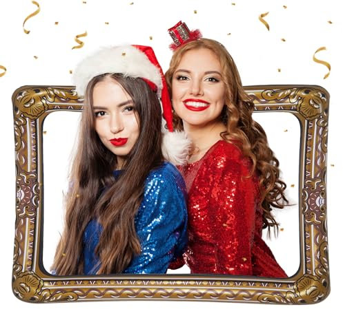 Aufblasbarer Fotorahmen, Geburtstags Fotokabinen Requisiten Party Deko, Aufblasbarer Bilderrahmen, Selfie Rahmen, Geburtstag Photo Booth Party Foto Requisiten Dekorations Zubehör, 46 x 67 cm
