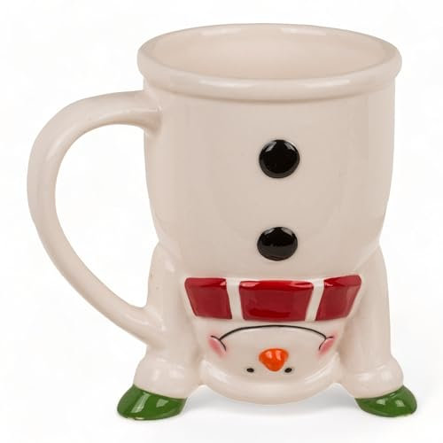 MIK funshopping Christmas Mug, High-Quality Ceramic Mug with Christmas Design, Ideal for Hot & Cold Drinks, Snowman Upside-Down 300 ml