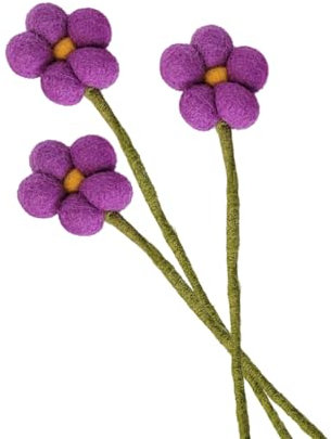 your castle Filzblumen, handgemachte Dekoblumen, fairer Handel, nachhaltige Deko aus Filz, realistische Kunstblumen, künstliche Stoff Blumen, 3 Stück mit lila Blüten