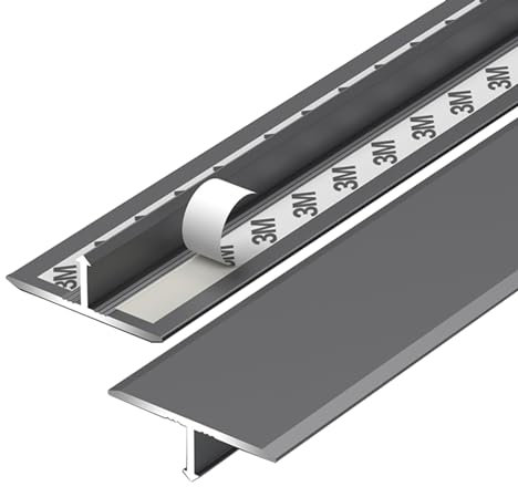 Übergangsprofil Selbstklebender Türübergangsstreifen aus Metall, T-Formteil, Das Die Verbindungsleiste für Laminat-Holzfliesen Abdeckt, Abziehen und Aufkleben, Einfach zu Installieren (Color : Dark g