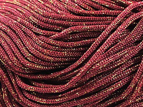 filati italiani cordini laminati Swan Glitter 500g - 450 metri per borse handmade e molto altro ancora (bordeaux/oro, THAI GLITTER)