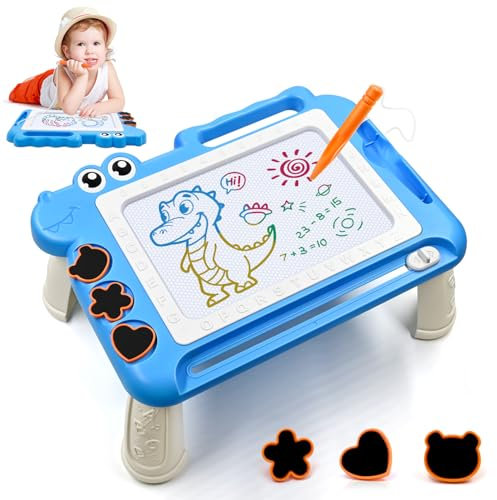 Dinosaurier Maltafel Zaubertafel mit Beinen Kinderspiele ab 2 3 4 5 Jahre Geschenk Mädchen Jungen, Bunt Magnetische Zeichenbrett Lernspielzeug ab 2-7 Jahre, Magnettafel Reisegröße Kinder Spielzeug