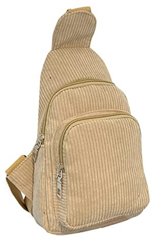 IQYU Aigner Taschen Damen Groß Cord Sling Bag Damen Umhängetasche Brusttasche Geldbörse Tasche Paket Umhängetaschen Damen Stoff Vintage (Khaki, One Size)