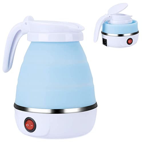 Hervidores, Hervidor Plegable, Hervidores Plegables de 0,6 L, para Viajes, Calentador de Agua de Silicona de Grado 700 W, Hervidor de Hervido Rápido, Apagado Automático, Protección contra Ebullición