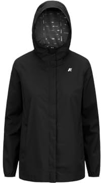 K-Way Giacca Donna, Tessuto 100% Poliestere Riciclato Impermeabile, Antivento e Traspirante, Cuciture termonastrate, Lunghezza Media, vestibilità Regolare, Tasche con Zip, Logo Stampato, cap.