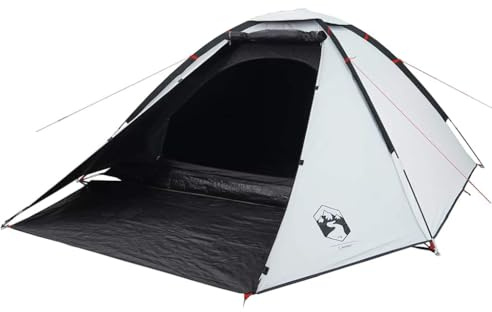 vidaXL Kuppelzelt, Campingzelt für 4 Personen Wasserdicht, Outdoor Zelt mit Abnehmbarem Überzelt, Familienzelt Trekkingzelt Leicht Tragbar, Weiß Dunkel