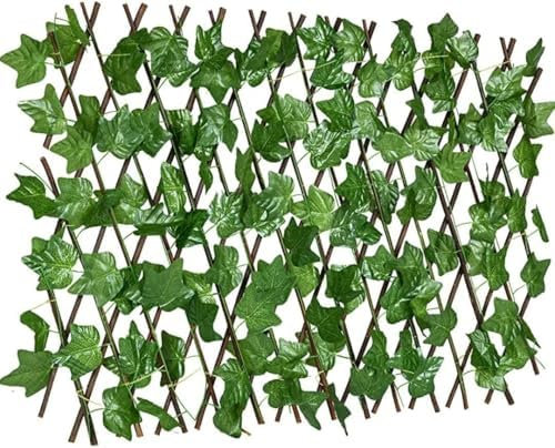 Expandable Artificial Grass Fence Green Leaves Trellis Hedge, 70cm High, Extends to 140cm, Artificial Wall Hedge Balcony Privacy Decorative Trellis Faux Green Grass Plant for Home Décor