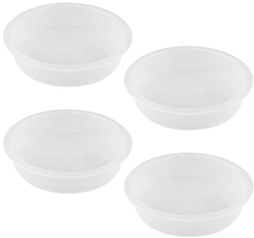 GSHLLO 4 Pcs Plastic Bird Water Bowl Bird Feeder Replacement Tray Round Bird Feeder Bowl Bird Feeding Water Dish Outdoor Bird Feeding Station Bowl Large Bird Bath Tray