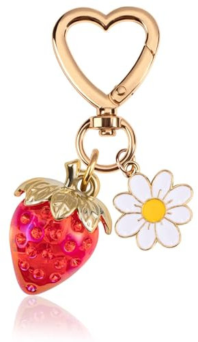 Mrltau Porte-clés fraise esthétique, pendentif de sac pour femme, mignon, porte-clés mignon, porte-clés fille, multicolore, L