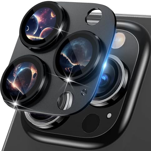 MiKoyi Pellicola Fotocamera per iPhone 16 Pro/iPhone 16 Pro Max, Protezione Obiettivo della Vetro Temperato Protezione Fotocamera Telaio Alluminio Durezza 9H per iPhone 16 Pro/iPhone 16 Pro Max, Nero