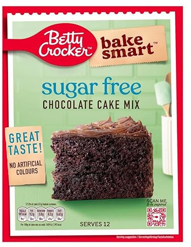 Bake Smart, Sugar Free, Chocolate Cake Mix, 350g X 2 Pack, Great Taste, No Artificial Flavours & Colours, Suitable for Vegetarians, Contains 24 portions