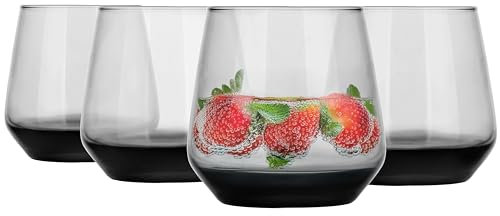 Glasmark Krosno Vasos de Agua Vasos Set de Vasos Long Drink Cóctel Ginebra Agua Zumo Vasos Long Drink Vasos de Cóctel Vaso de Agua Vaso Apto para Lavavajillas Transparente 4 x 310 ml