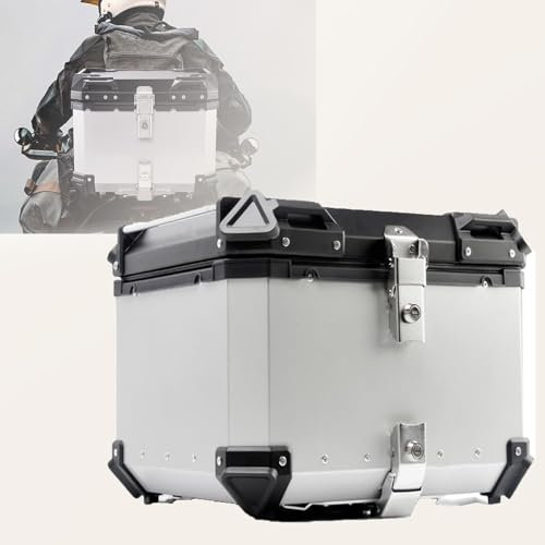 Top Box Motorrad 36L/45L/55L/65L/80L Aluminium Motorrad Heckbox Motorrad Tour Heckbox Case Roller Und Motorrad Koffer Wasserdicht Motorradkoffer Für Lagerung Helm(45L)