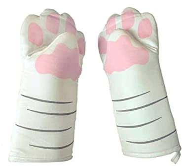 Guanti da forno 3D Cartoon Cat's Claw Forno Guanti da forno lungo cotone cottura in cotone Guanti da isolamento Forno a microonde Guanti da cucina antiscivolo resistente al calore Guanti da forno prof
