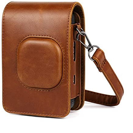 AFAKEREPPV Hybrid Instant Film Camera Bag PU Leather Retro Black Brown White Carrying Case Shoulder Bag Fit For Fujifilm Instax Mini Liplay Digital Camera Bags(Bruin)