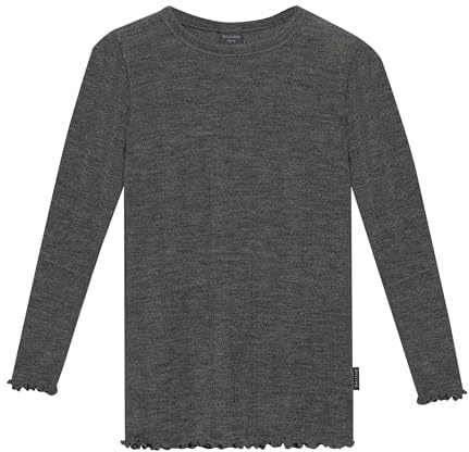 Dilling Kinder Langarmshirt Bio-Merinowolle Pointelle Baselayer Unterwäsche strukturierte Optik atmungsaktiv