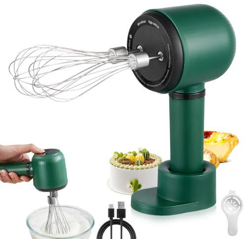 LULUWA Batidora de mano eléctrica, batidora de acero inoxidable, mini batidora de huevos de 3 velocidades, ajustable, con 2 batidores extraíbles para hornear, batir huevos, crema y mermelada
