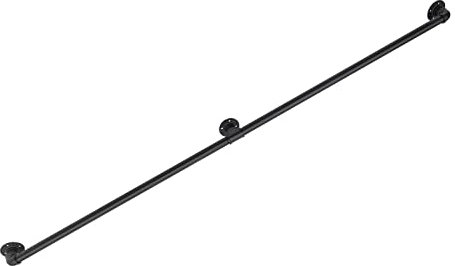 Pasamanos de 200 cm para escaleras, tubo de hierro forjado industrial negro, barandilla de escalera interior y exterior, barandilla de escalera de metal negro mate para escaleras, parapeto, balcón
