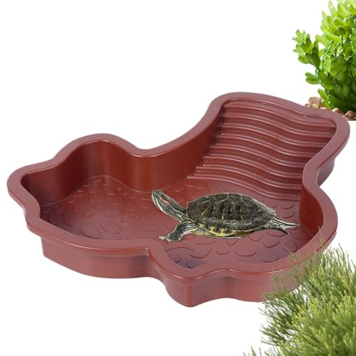 Bain pour Reptiles - Bassin À Tortue avec Rampe - Terrasse De Baignade Décorative pour Aquarium, Accessoires pour Grenouilles, Lézards, Dragons Barbus Et Serpents