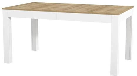 Generisch Tisch Küchentisch Esszimmertisch Esstisch WENUS Ausziehbar 160-300 cm (Weiß/Riviera Eiche)