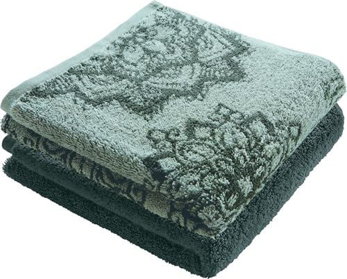 Erwin Müller Duschtuch Bühl 2er-Pack Oliv Größe 70x140 cm - besonders flauschig, voluminös, äußerst saugfähig