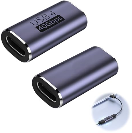 2 Pièces Adaptateurs USB C Femelle vers Femelle, Coupleur USB C 4.0 40Gbps 100 W, Connecteur USB C pour PC Ordinateur Portable Tablette Téléphone TV, Transfert Données Rapide et Charge Rapide 8K OTG