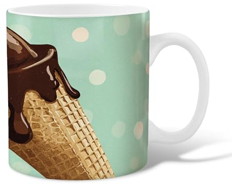 Tasse à café en céramique en forme de cornet de crème glacée, avec poignée - Cadeau idéal pour les amis, la famille, les collègues, les personnes âgées, les personnes âgées - 325 ml