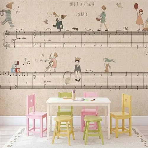 Taxpy Papier Peint Mural Personnalisé Toutes Tailles,Motif Partition Musicale Dessinée À La Main,Décoration Murale,Peinture De Notes De Musique,Papier Peint Pour Enfants-150X105Cm