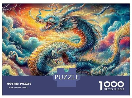 Drachenschloss 1000 PC Karton DIY Regenbogen Drache Puzzle, Spaß Für Kinder-Anfänger, Farben, Stresslinderung & Nachschule-Freizeit 52x38cm/1000pcs