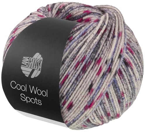 LANA GROSSA Cool Wool Spots | Extrafeine Merinowolle, waschmaschinenfest mit buntem Sprenkeldruck | Handstrickgarn aus 100% Schurwolle | 50g Wolle zum Stricken & Häkeln | 160m FB 5009