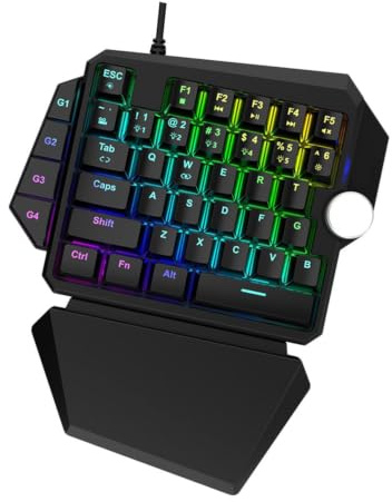 OKUMEYR One Hand Mechanical Gaming Keyboard Rgb Backlit Half Size Keyboard with Tactile Switches for Console PC Gaming Black Compact Design