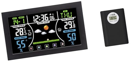 CAZSTYK Réveil numérique hygromètre de température avec grand écran LCD pour chambre à coucher, cave à vin, jardin, garage, bureau, sous-sol, écran couleur