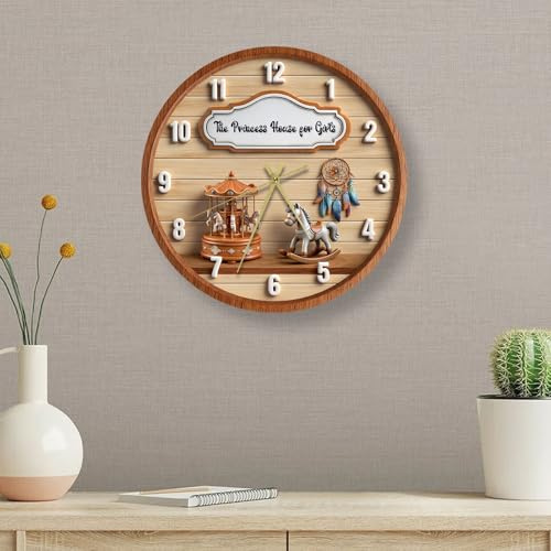 Orologi da parete decorativi, Orologio da parete con scena personalizzata | Silenzioso senza tic-tac, più misure, Orologio da parete personalizzato con scritto, Piatto 2D per soggiorno, camera e cucina