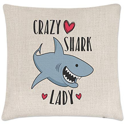 Gift Base Verrückte Shark Damen Leinen Kissenbezug