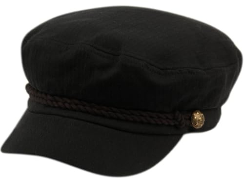 EPOCH Men's Summer Cotton Greek Fisherman Sailor Fiddler Driver Hat Flat Cap (US, Alpha, One Size, Black)