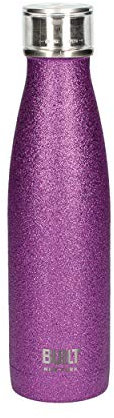 Built Perfect Seal Leakproof Insulated Water Bottle/Thermal Flask, Stainless Steel, 480 ml, Purple Glitter