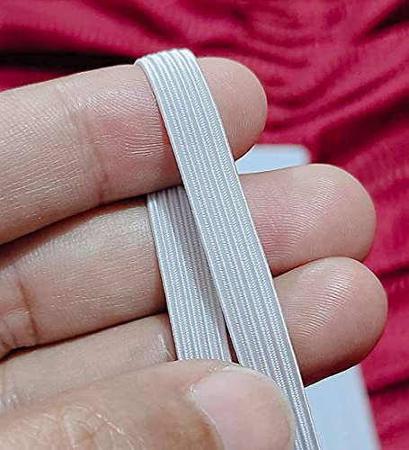 Noshad® White, 8mm - 1/3 Flat Elastic Band Cord for Sewing Knicker, Skirt, Dressmaking, Haberdashery, Clothing, DIY Arts and Crafts Accessory, Material, Supplies (10Meter - 11Yard)