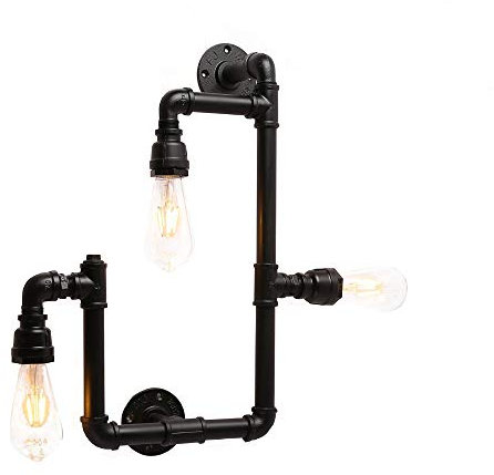 YFMYY Antique Loft Wand Light Industrial Retro Wandlampen, Wasserrohr, Wandleuchten 3-Licht-E27 Lampenfassung for Bar Restaurant Hotel Flur Esszimmer [Energieklasse A ++]