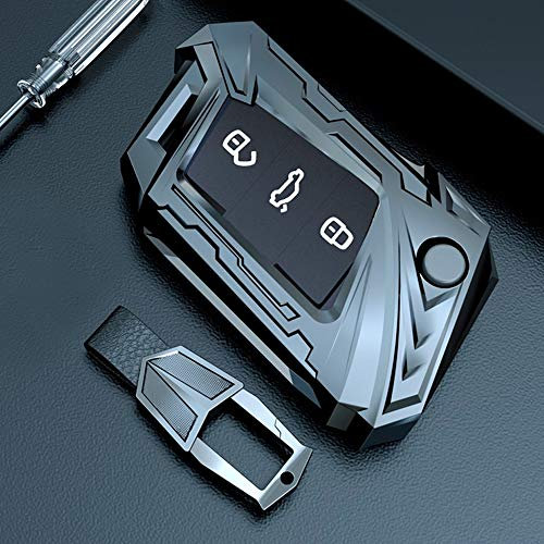 Coque en pour Clé Seat Ateca Leon Ibiza -Cover Housse Alliage de zinc en Chrome pour Télécommande Skoda Octavia Karoq Porte-clé Protection (Argent)