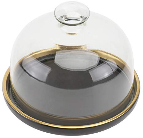 Patisserie Cloche en Verre Cloche Gâteau avec Couvercle pour présentoir à Dessert Cupcake ? Serveur à avec Noir Support à gâteau avec Cloche en Verre