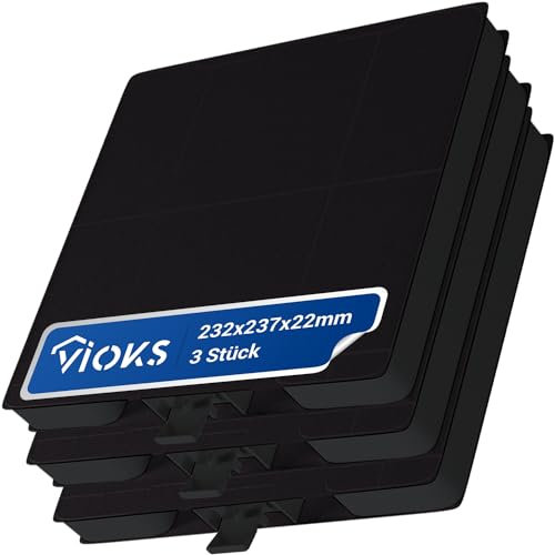 Filtre Hotte Aspirante Cuisine SET 3x / Filtre à Charbon 232x237mm Remplacement pour Filtre Hotte Aspirante Bosch DHZ5326 / DHZ 5326/00703595/ VIOKS Filtre à Charbon Actif