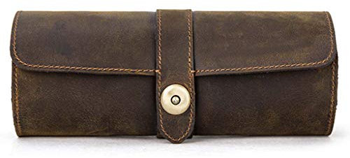 YO-HAPPY Uhrenspeicher, 3 Slots Echtleder Uhrenrolle Reisetasche Vintage Horse Leather Uhrenboxen