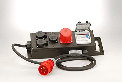 Ehmann PROFI Verteiler-Block mit FI Schalter, Made in Germany, 4 Ausgänge (1 x CEE 16 A, / 3 x 230 V~), 2m Zuleitung H07RN-F 5G 2,5mm², IP54, K2, BGI-GUV-I608