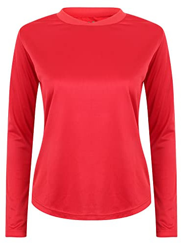 Athletic Sportswear Ladies Long Sleeve Running Top Active Gym Sports Fitness Yoga T-Shirt Workout Shirt (16, Red)