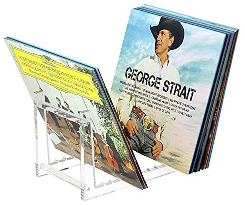 Dasing Klarer Vinyl Schallplatten StäNder Halter für Desktop Alben, Acryl Vinyl Schallplatten Regal Display 50 LPs