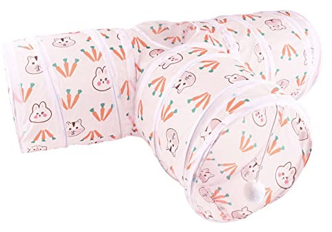 Kaninchen Tunnel Katzenspielzeug Katzentunnel Spielzeug Spieltunnel Kaninchentunnel und Versteck Zusammenklappbarer 3-Wege Tunnel für Kaninchen Aktivitätstunnel Crinkle Tunnel Tube für Bunny Kitty