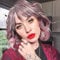 PARXITN Kurze Bob Perücke mit Pony Natürliches Ombré Rosa Perücke Synthetisches Haar Bunt Täglich Party Halloween Cosplay Gewellte Lockige Perücken für Frauen