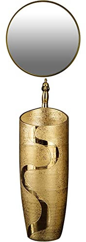 YRRA Lavandino a Colonna, Lavabo Freestanding, Lavabo Lavandino con Colonna in Porcellana, Lavabo Colonna Grande capacità per Interni ed Esterni,B,with Mirror