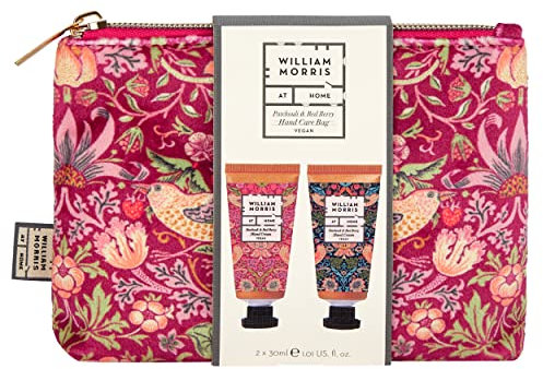 William Morris at Home Set di due sacchetti per la cura delle mani al patchouli e bacche rosse, arricchito con oli essenziali, cruelty free e vegano, dimensioni adatte ai viaggi, 2 x 30 ml